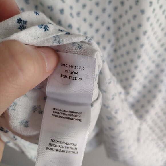 Rails Mens Carson Shirt XXL in Bleu Fleurs White and Blue Linen Blend Button Up - Picture 8 of 11